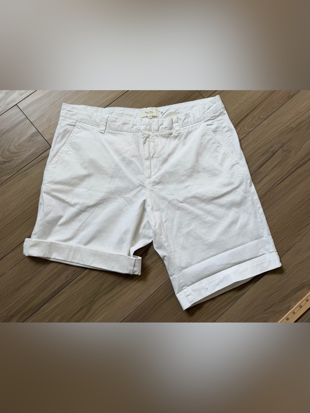 NWT Part Two Womens Hanijanpw Sz 44 White Casual Roll Up Shorts